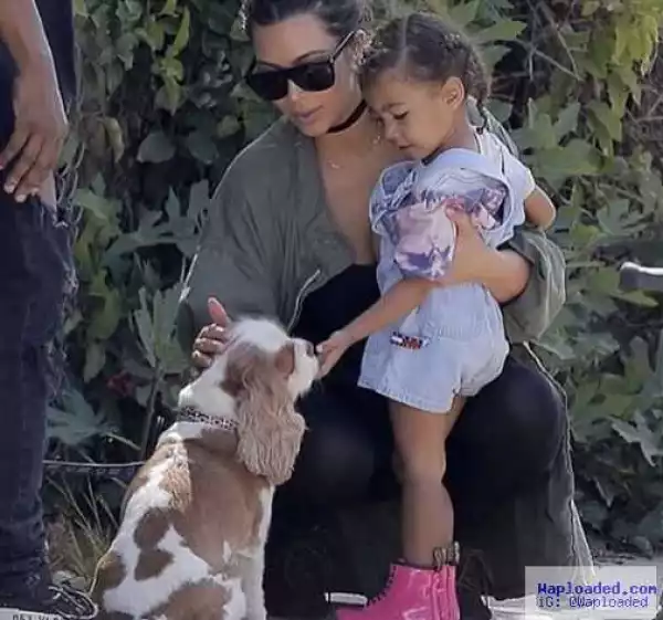 See adorable picture of Kim Kardashian, North West and a dog